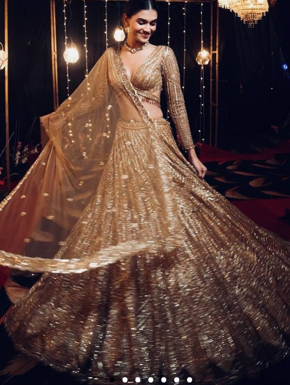 NWT GOLDEN BROWN DESIGNER SEQUINNED LEHENGA  S/M 36/38
